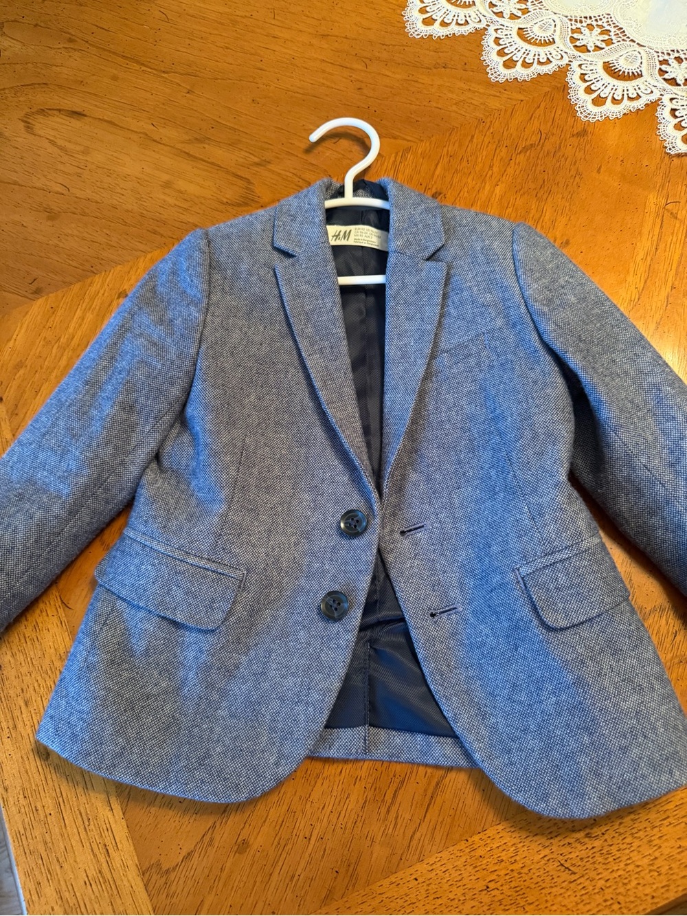 H&M LittleBoys' Blue Gray Tweed Blazer - Two-Button Dress Jacket